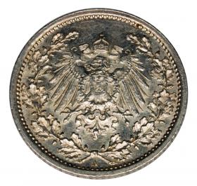 Obrazek 2 dla: 1/2 marki 1916 A Wilhelm II Hohenzollern Niemcy Berlin