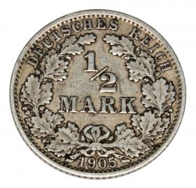 Obrazek dla: 1/2 marki 1905 Wilhelm II Hohenzollern Prusy Berlin