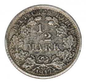 Obrazek dla: 1/2 marki 1917 Wilhelm II Hohenzollern Prusy Stuttgart