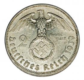 Obrazek 2 dla: 2 marki 1939 Paul von Hindenburg orzeł ze swastyką Niemcy Berlin A
