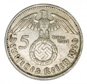Obrazek 2 dla: 5 marek 1936 Paul von Hindenburg orzeł ze swastyką Niemcy Berlin A