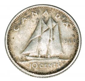 Obrazek 2 dla: 10 centów 1960 Elżbieta II Kanada