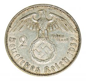 Obrazek 2 dla: 2 marki 1937 A Paul von Hindenburg orzeł ze swastyką Niemcy Berlin