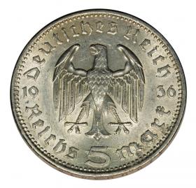 Obrazek 2 dla: 5 marek 1936 A Paul von Hindenburg / orzeł pruski Berlin