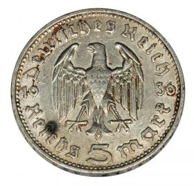 Obrazek 2 dla: 5 marek 1936 J Paul von Hindenburg / orzeł pruski Hamburg