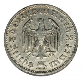 Obrazek 2 dla: 5 marek 1935 D Paul von Hindenburg / orzeł pruski Monachium