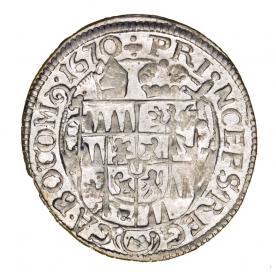 Obrazek 2 dla: 3 krajcary 1670 Karol II Lichtenstein Ołomuniec 