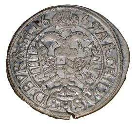 Obrazek 2 dla: 3 krajcary 1669 Leopold I Habsburg Wrocław