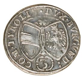 Obrazek 2 dla: 3 krajcary 1650 Ferdynand Karol Austria Tyrol Hall