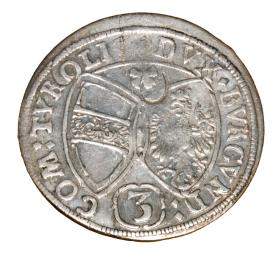 Obrazek 2 dla: 3 krajcary 1658 Ferdynand Karol Austria Tyrol Hall
