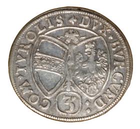 Obrazek 2 dla: 3 krajcary 1660 Ferdynand Karol Austria Tyrol Hall	